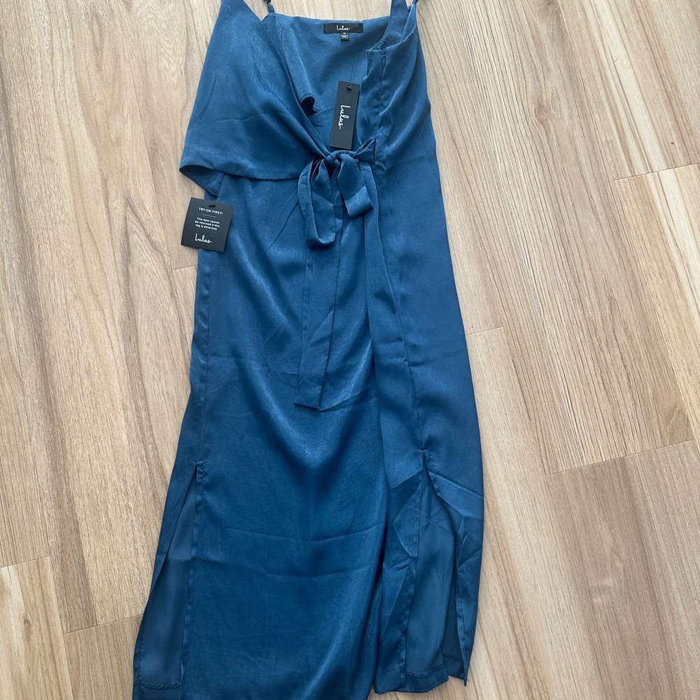 Lulus Sleek Essence Royal Blue Satin Mini Dress- NEW!
